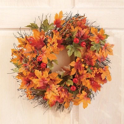 Collections Etc Berry And Autumn Leaves Twig Wreath 3 Collections Etc Berry And Autumn Leaves Twig Wreath