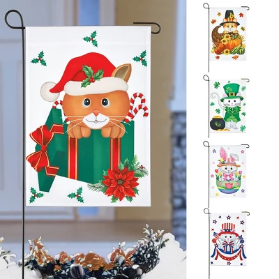 Collections Etc Interchangeable Seasonal Cat Garden Flag - Set Of 5 3 Collections Etc Interchangeable Seasonal Cat Garden Flag - Set Of 5