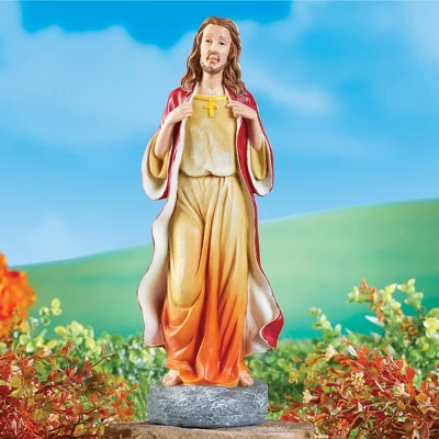 Collections Etc Hand-Painted Jesus Garden Statue Yellow 3 Collections Etc Hand-Painted Jesus Garden Statue Yellow