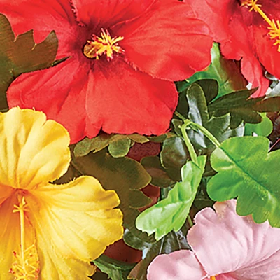 Collections Etc Hanging Artificial Tropical Hibiscus Bush Basket Set 4 Collections Etc Hanging Artificial Tropical Hibiscus Bush Basket Set - Image 2