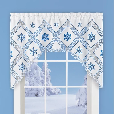 Collections Etc Embroidered Snowflake Swag Window Valance 3 Collections Etc Embroidered Snowflake Swag Window Valance