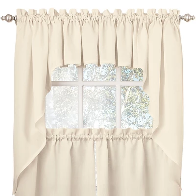 Collections Etc Solid Textured Swag Window Curtain Pair, Single Panel, 6 Collections Etc Solid Textured Swag Window Curtain Pair, Single Panel, - Image 4