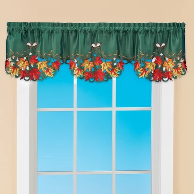 Collections Etc Lovely Embroidered Maple Leaf Window Valance 3 Collections Etc Lovely Embroidered Maple Leaf Window Valance