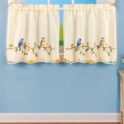 Collections Etc Beautiful Perched Songbirds Window Curtains, Single Panel,