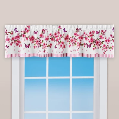 Collections Etc Cherry Blossoms And Butterflies Printed Window Valance 3 Collections Etc Cherry Blossoms And Butterflies Printed Window Valance