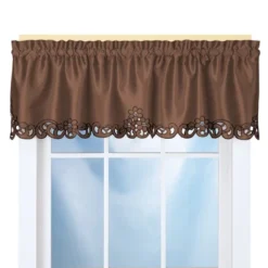 Collections Etc Elegance Scroll Embroidered Cut-Out Window Valance With Rod Pocket Top For Easy Hanging, 58" W X 13" L -Home Decor Store GUEST 2992ca47 7c36 42f2 ba17 4a1c142be3cb