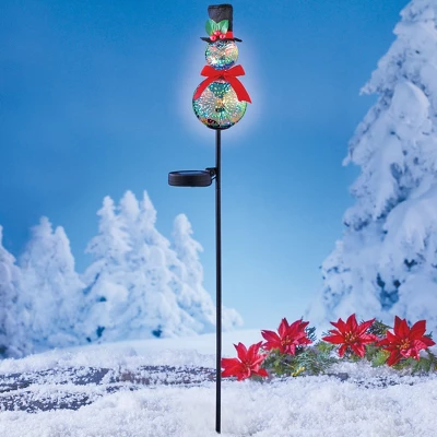 Collections Etc Solar Powered Fireworks-Effect Glass Snowman Yard Stake 4 Collections Etc Solar Powered Fireworks-Effect Glass Snowman Yard Stake - Image 2