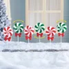 Collections Etc Red Bow Peppermint Wind Spinner Garden Stakes - Set Of 6 6.5 X 6.5 X 18.25 -Home Decor Store GUEST 2d472198 eb6d 4292 babe 06dbe120a4e4