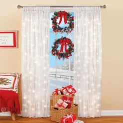 Collections Etc Light Up Magical Sheer Window Curtain Panel