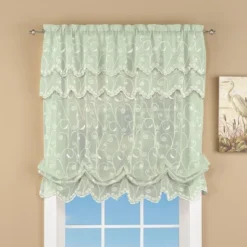 Collections Etc Sheer Scroll Balloon Curtain Shade, Single Panel,