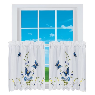 Collections Etc Butterfly Floral Rod Pocket Top Window Curtains, Single Panel, 6 Collections Etc Butterfly Floral Rod Pocket Top Window Curtains, Single Panel, - Image 4
