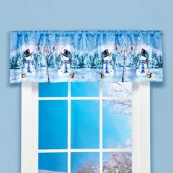 Collections Etc Winter Wonderland Snowman Printed Window Valance