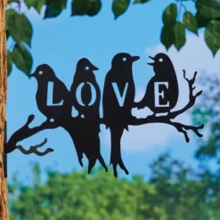 Collections Etc Love Birds Silhouette Metal Branch Tree Hanger