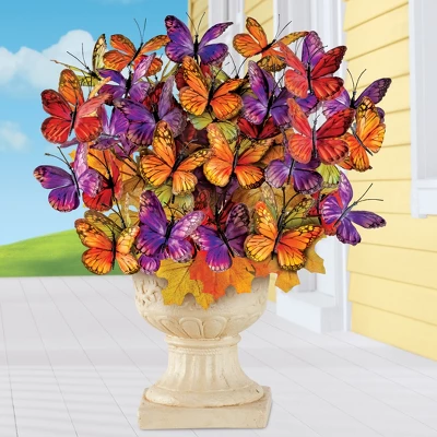 Collections Etc Artificial Autumn Butterfly Bushes - Set Of 3 9 X 9 X 16 3 Collections Etc Artificial Autumn Butterfly Bushes - Set Of 3 9 X 9 X 16
