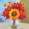 Collections Etc Artificial Mums And Sunflower Centerpiece With Glass Vase 10 X 10 X 11 -Home Decor Store GUEST 412bc966 2f6e 4874 ad62 725df733e55c