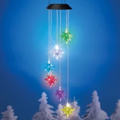 Collections Etc Solar Hanging Colorful Stars Outdoor Garden Mobile 5 X 5 X 30.5