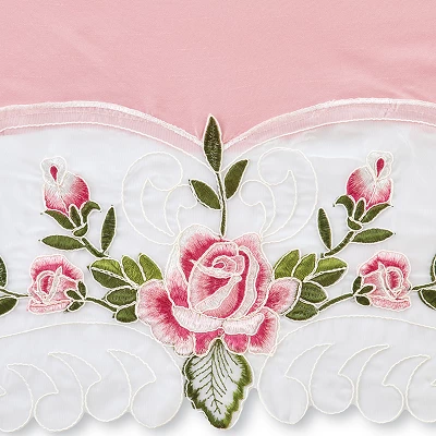 Collections Etc Rose Trim Embroidered Rod Pocket Top Window Curtains 6 Collections Etc Rose Trim Embroidered Rod Pocket Top Window Curtains - Image 4