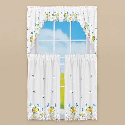 Collections Etc Floral Butterfly Curtains 4 Collections Etc Floral Butterfly Curtains - Image 2