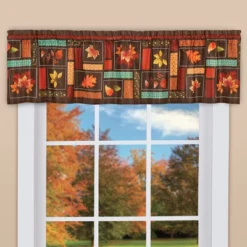 Collections Etc Autumn Leaf Patchwork Window Valance