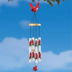 Collections Etc Beautiful Winter Cardinal Hanging Wind Chime 4.25 X 4.25 X 26.5
