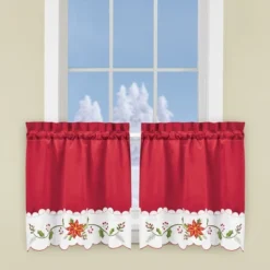 Collections Etc Poinsettia Curtains