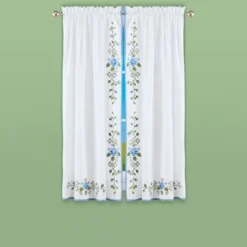 Collections Etc Elegant Flower & Ivy Bordered Edge Window Curtains