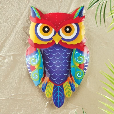 Collections Etc Hanging Colorful Owl Metal Wall Sculpture Decor 6.63" X 1.12" X 10.75" Purple 3 Collections Etc Hanging Colorful Owl Metal Wall Sculpture Decor 6.63" X 1.12" X 10.75" Purple