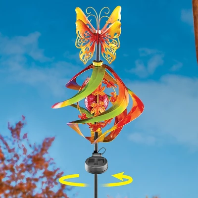 Collections Etc Solar Powered Golden Butterfly Wind Spinner Stake 8.5 X 8.5 X 42 3 Collections Etc Solar Powered Golden Butterfly Wind Spinner Stake 8.5 X 8.5 X 42