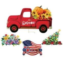 Collections Etc Seasonal Welcome Red Vintage Pickup Truck Garden Stake -Home Decor Store GUEST 63976149 697a 4718 bd3a dcc986c55bfe