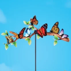 Collections Etc Colorful Butterfly Branch Outdoor Garden Stake