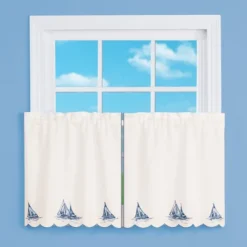 Collections Etc Sailboat Embroidered Curtains