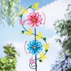 Collections Etc Floral Double Spinner Stakes