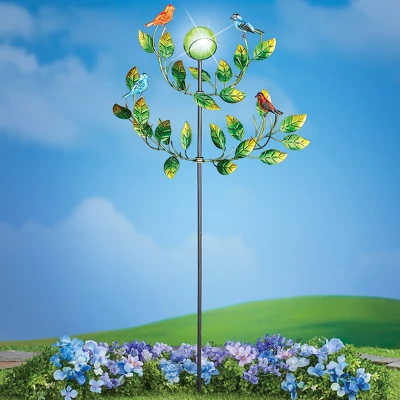 Collections Etc Solar Bird And Leaves 2 Tier Wind Spinner Garden Stake 20 X 20 X 51.5 4 Collections Etc Solar Bird And Leaves 2 Tier Wind Spinner Garden Stake 20 X 20 X 51.5 - Image 2