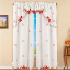 Collections Etc Multicolored Maple Leaf Embroidered Window Curtains -Home Decor Store GUEST 6dbb57d1 7186 481c a6ee 2a0f8d3d434b