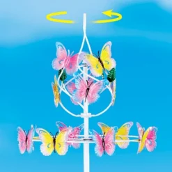 Collections Etc Colorful Butterfly Metal Wind Spinner Garden Stake 13.5 X 13.5 X 46.5