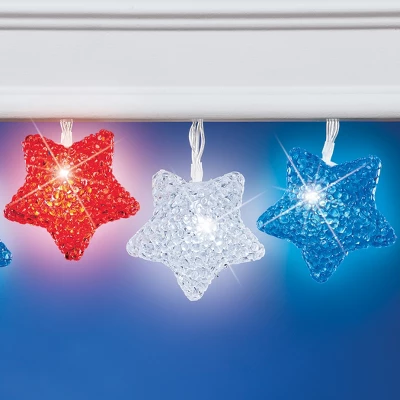 Collections Etc Patriotic Stars LED Battery Operated Outdoor String Lights 3 Collections Etc Patriotic Stars LED Battery Operated Outdoor String Lights - Image 2