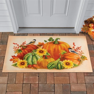 Collections Etc Autumn Harvest Chickadee Skid-Resistant Doormat 1'6"x2'6" 3 Collections Etc Autumn Harvest Chickadee Skid-Resistant Doormat 1'6"x2'6"