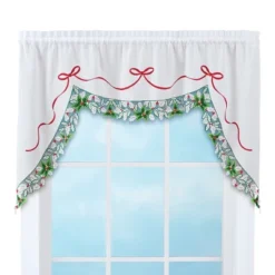 Collections Etc Holly Border Curtain Swag Holiday Valance -Home Decor Store GUEST 764d4123 5a5a 48d1 ab07 3c164cf66b75