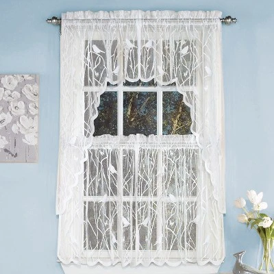 Collections Etc Songbird Lace Window Tier Pair, Single Panel, 4 Collections Etc Songbird Lace Window Tier Pair, Single Panel, - Image 2