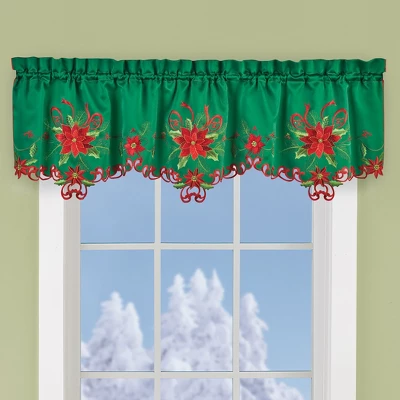 Collections Etc Lovely Poinsettia Valance 3 Collections Etc Lovely Poinsettia Valance