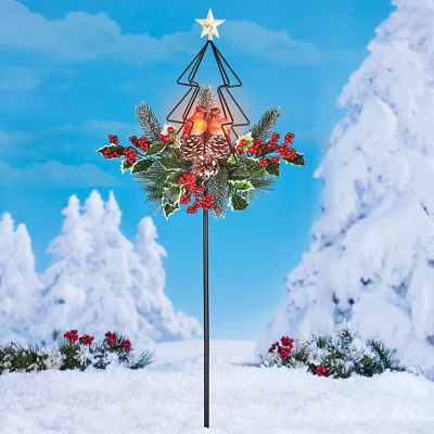 Collections Etc Lighted Solar Cardinal Christmas Tree Yard Stake 12.5 X 7.5 X 37.25 3 Collections Etc Lighted Solar Cardinal Christmas Tree Yard Stake 12.5 X 7.5 X 37.25