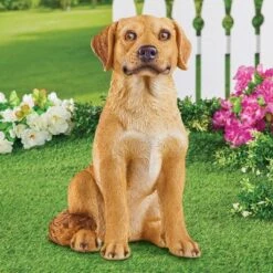 Collections Etc Hand-painted Sitting Yellow Labrador Retriever Garden Statue 6.75 X 9.75 X 12