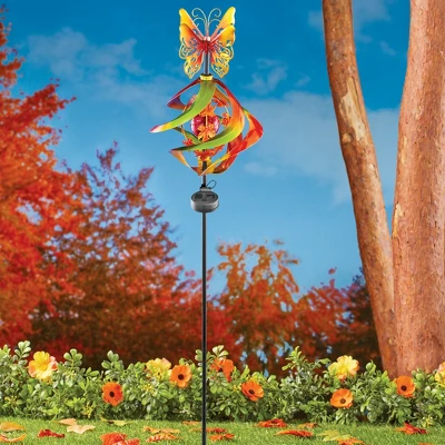 Collections Etc Solar Powered Golden Butterfly Wind Spinner Stake 8.5 X 8.5 X 42 4 Collections Etc Solar Powered Golden Butterfly Wind Spinner Stake 8.5 X 8.5 X 42 - Image 2