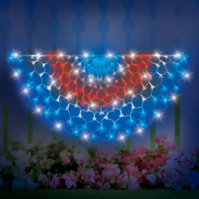 Collections Etc LED Lighted Patriotic 4-Foot Long Bunting 3 Collections Etc LED Lighted Patriotic 4-Foot Long Bunting
