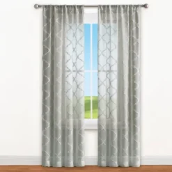 Collections Etc Diane Lattice Sheer Rod Pocket Curtain Panel