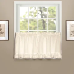 Collections Etc Vienna Eyelet Window Curtains With Ruffled Border - Seasonal Décor For Any Room In Home