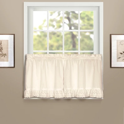 Collections Etc Vienna Eyelet Window Curtains With Ruffled Border - Seasonal Décor For Any Room In Home 3 Collections Etc Vienna Eyelet Window Curtains With Ruffled Border - Seasonal Décor For Any Room In Home