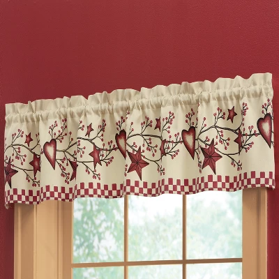 Collections Etc Country Heart Checkered Window Valance 14" X 71" 3 Collections Etc Country Heart Checkered Window Valance 14" X 71"
