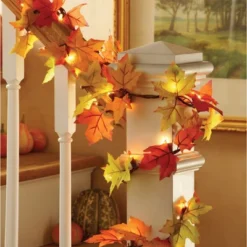 Collections Etc Lighted Fall Leaves Garland