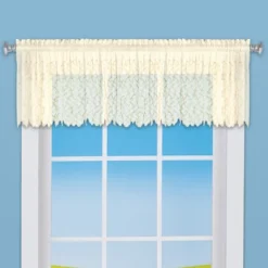 Collections Etc Sheer Splendor Rod Pocket Embroidered Window Valance